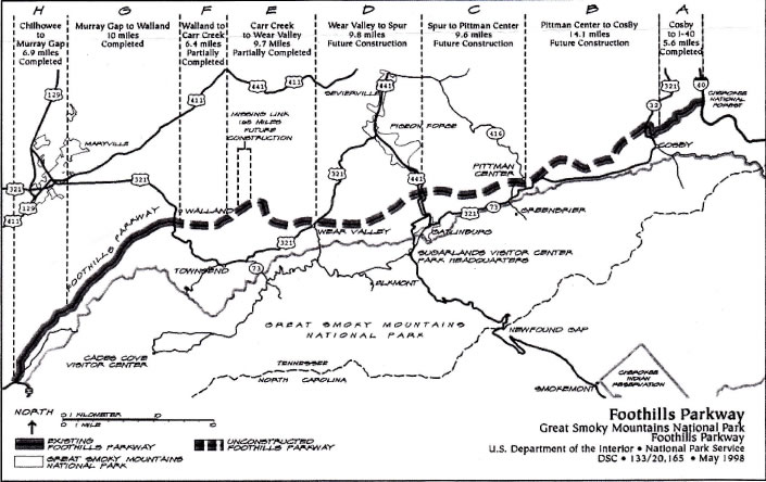 Foothills Parkway Map